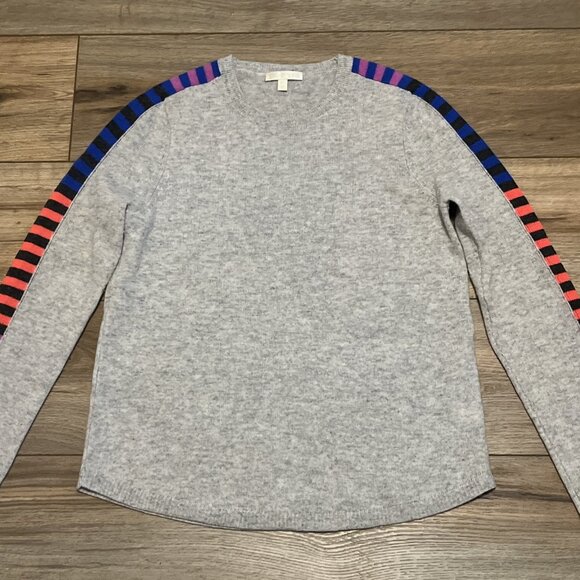 Lisa Todd Crewneck Sweater SZ XS Gray Multi Stripe Wool Cashmere Blend - Picture 2 of 11